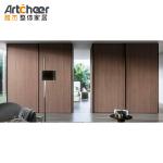 NO Folded Modern Sensor Slide Wooden Door Sliding Glass Wardrobe For Bedroom