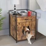 Solid Wood Cat Furniture Enclosed Cat Wood Litter Box 15mm E1 Grade