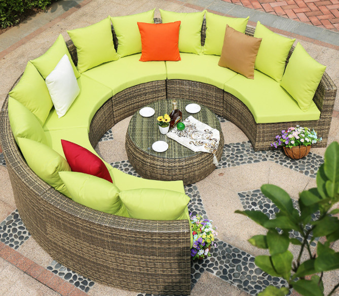 Outdoor Leisure Courtyard Villa Garden Outdoor Arc-Shaped Combination Of Aluminum Alloy Waterproof And Sunscreen Rattan