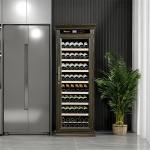Vertical Freestanding Drinks Cabinet Dark Brown Wood Wine Cooler Fridge