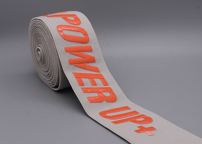 Shiny Silicone Logo 47mm Wide Non Slip Elastic Band For Garments