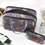 Women Zippered Floral Nylon Toiletry Bags For Travel