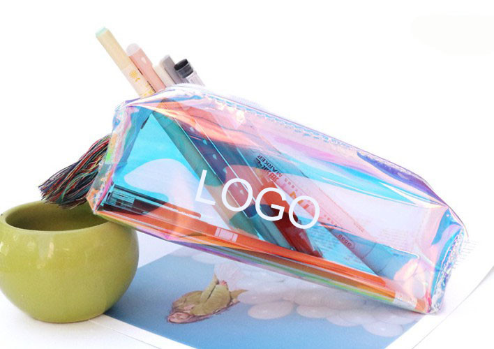 Colorful and transparent fresh pen bag 19.5*6.5*5.5cm transparent plastic