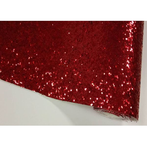 Environmental Friendly Glitter Material Red Chunky Width 138cm 50m Rolls