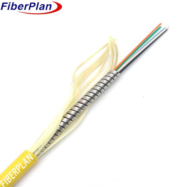 2 Core Spiral Steel Armored Indoor Fiber Optic Cable Single/ Multi mode crush /