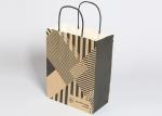 Kraft Reusable Shopping Bags , Fashion Striped Paper Bags With Handles