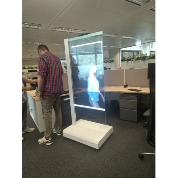 55 inch Intelligent Mobile AI Digital Human Interaction All-in-one Machine, OLED Transparent Screen, 3D Virtual Human Interactive Screen