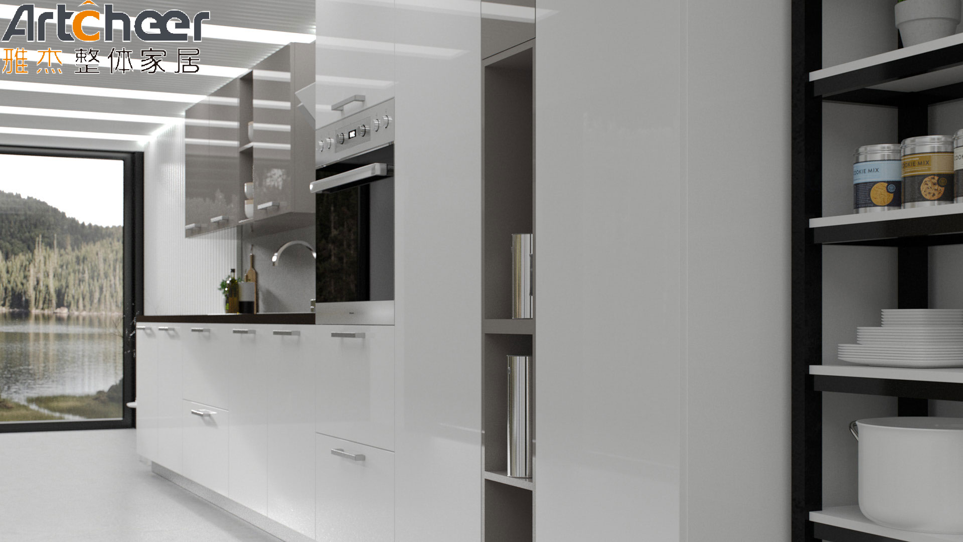 Smart Luxury Style Kitchen Cabinet Furniture White Island Set With Modern Design