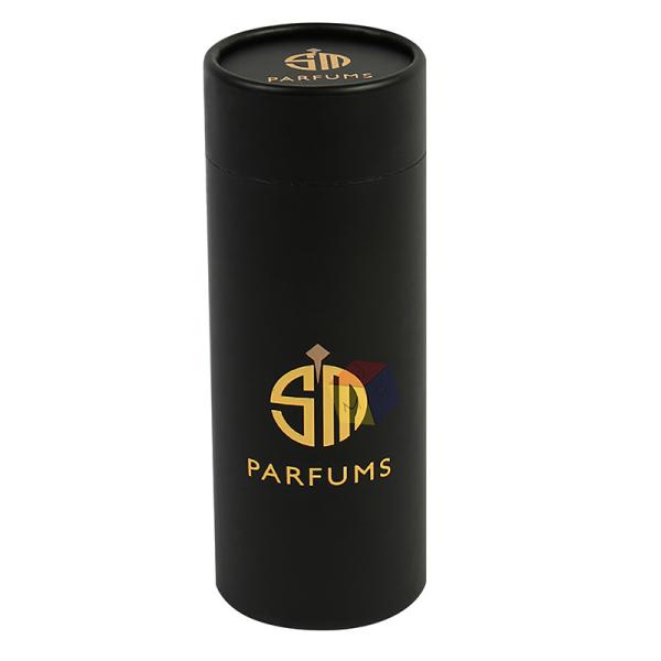 Eco Friendly Custom Hot Foil Logo Black Rigid Paper Essential Oil Tube Packaging
