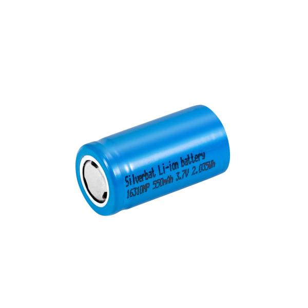Cylindrical 16310 Lithium Ion Reachargeable Battery 3.6V 550 Mah For Replacement