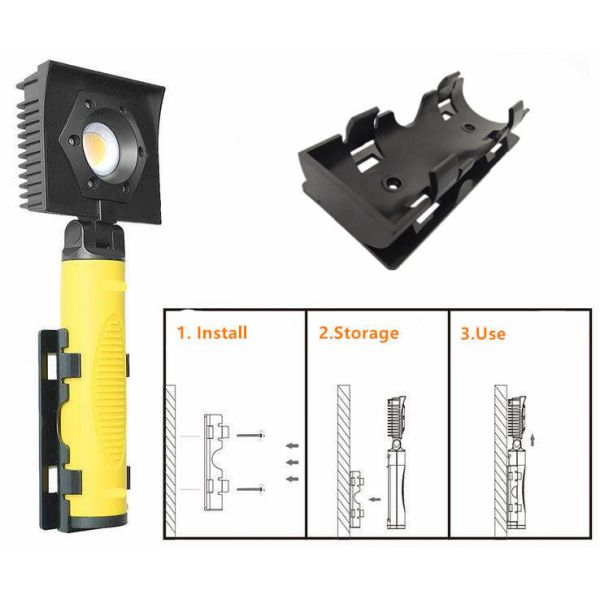 5500-6500 K Handheld Magnetic LED Inspection Light With Wall Clamp Storage