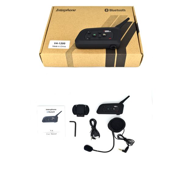 Durable Wireless Motorcycle Intercom 1200M Talk Distance 300 Hours Long Standby