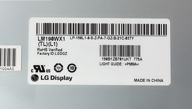 19.0" 1440x900 Tft Lcd Screen 250cd/m2 89PPI LM190WX1-TLL1 85/85/80/80 (Typ.)(CR≥10)