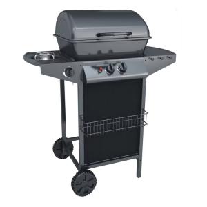 Wholesale 2 1 Burners Black Steel Outdoor Camping Trolly Gas Barbecue Grill Side Burner 2.5KW from china suppliers