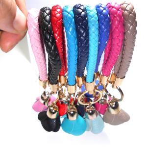 Wholesale Women 16.5cm Black Rose Personalised Leather Keychain Handmade from china suppliers