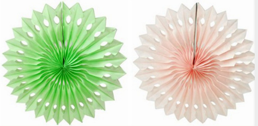 Color Paper Craft Fan, 28 Grams Type Paper, Size: 8 inch, 10 inch, 12 inch, 14 inch, 16 inch; Color: Red, Yellow, Blue,