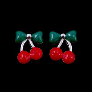 Wholesale Red Color Children Silver Jewellery / Cherry Shape Enamel Silver Earrings For Girl from china suppliers