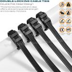 Double Locking Cable Ties/Double Flat-Head Cable Ties, Black, Nylon (PA) 6.6,