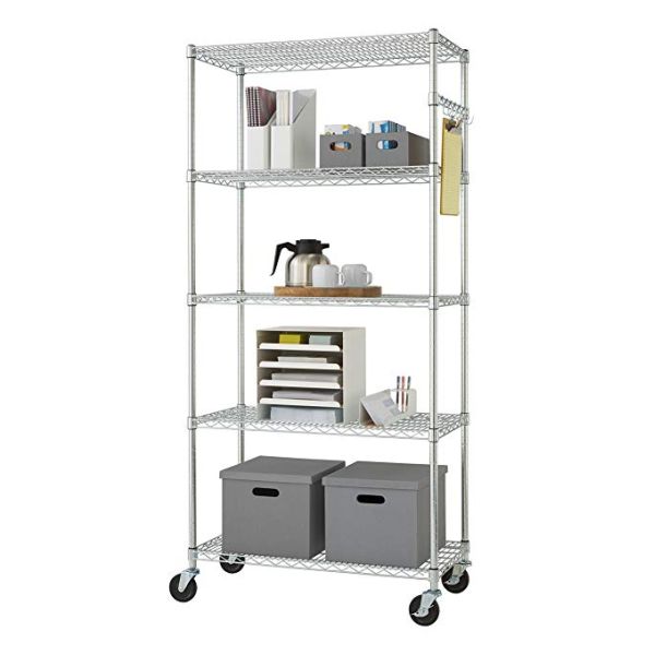 Adjustable Five Shelf Storage Rack 36"W X 14"D Customized Post Height