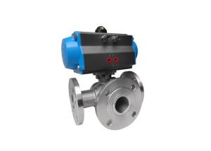 Wholesale Single Acting Pneumatic Actuated 3 Way Valve , ISO5211 Pneumatic On Off Valve from china suppliers