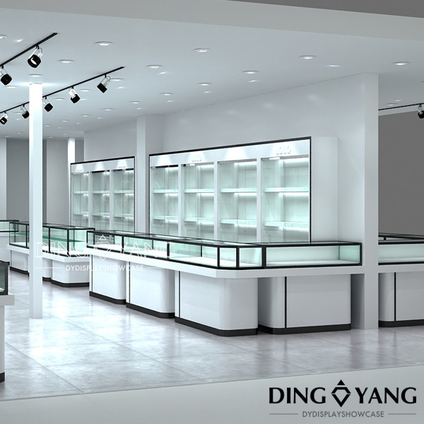 White OEM Showroom Jewelry Store Display Cases