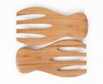 Bamboo large square salad bowl with serving hands