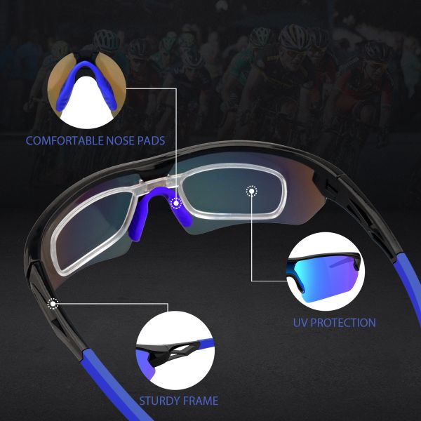 Baseball Fishing Golf Polarized Sport Sunglasses With 5 Interchangeable Lenses Myopia Frame