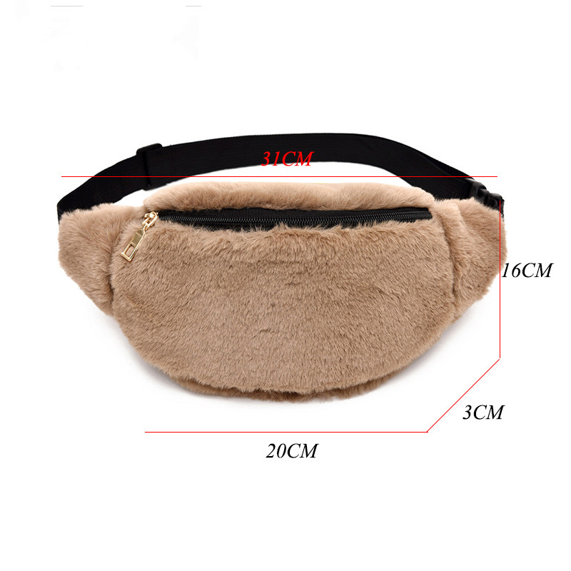 Factory Price Faux Rabbit Fur Waist Bag Winter Bum Bag Female Travel Bum Hip Coins Phone Pouch Casual Chest Bag
