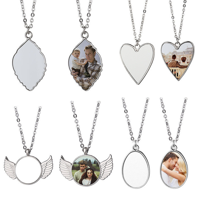 Flat Chain Necklace Sublimation Couple Pendant Necklace Jewelry