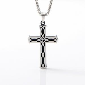 Wholesale New stainless steel jewelry with fashionable and personalized patterns, hollowed out necklace, simple men's cross pendant from china suppliers