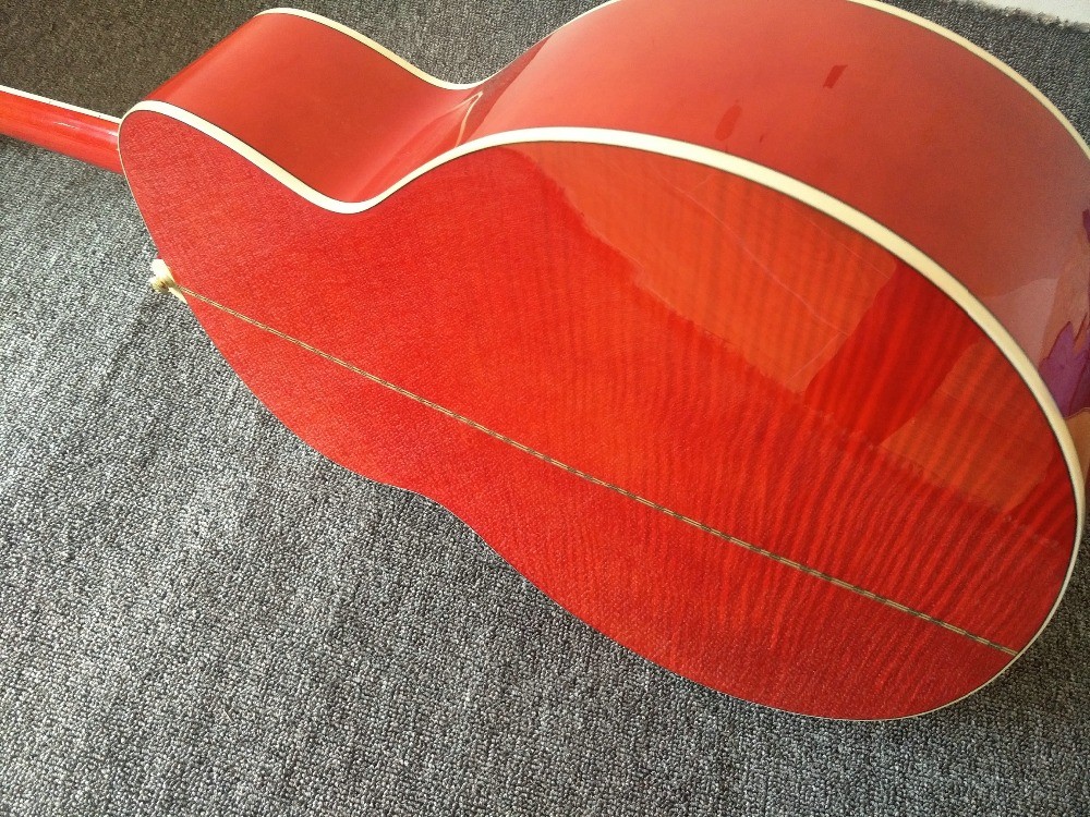 customization G200 Acoustic Guitar Flame red Top Solid spruce maple Tiger stripes Body Guitar