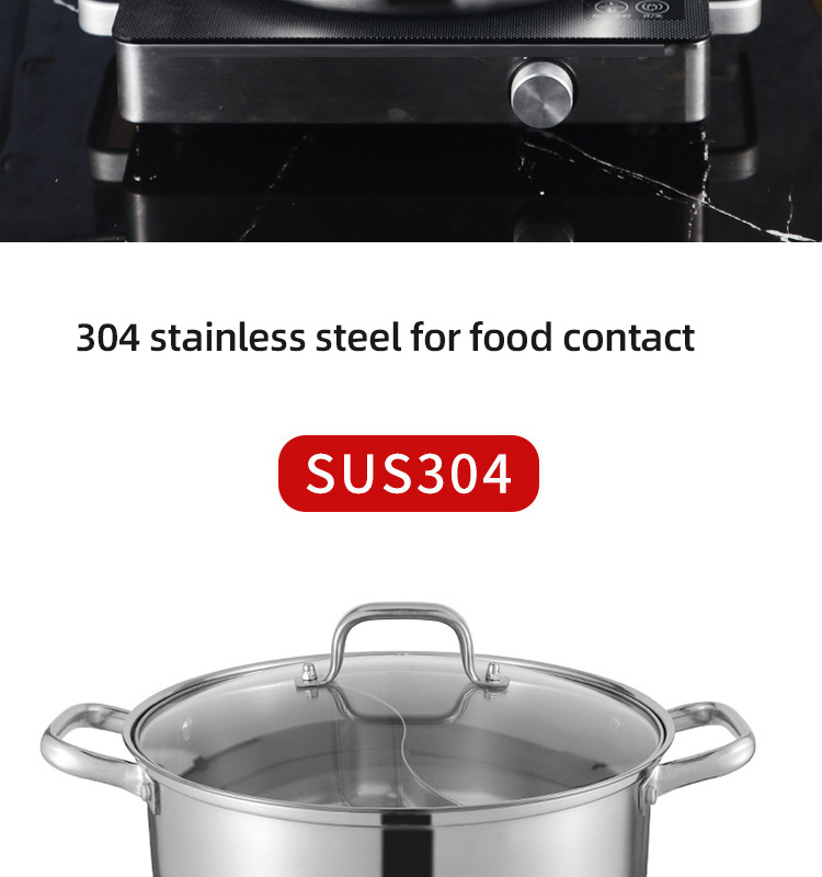 New Design Hot Pot Thickened Round Shape Stainless Steel Shabu Pot Soup Pot With Stainless Steel Handle