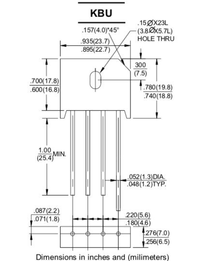 Professional Diode Bridge Rectifier Single Phase Type KBU10M 10A 1000V