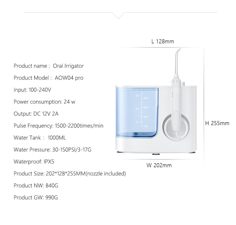30-150PSI Family Countertop Water Flosser IPX5 Waterproof 1400-1800times/M