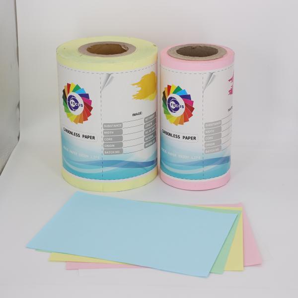 Office Carbonless Ncr Paper Roll Non Carbon Coated Blue Printing Color 55GSM