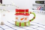 Hand Painted Three Dimensional 301CC Christmas Ceramic Mugs