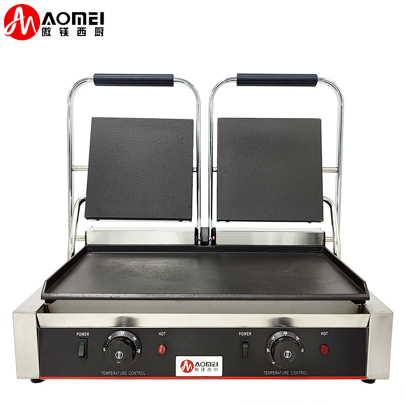 Stainless Steel Cast Iron Panini Contact Grill Maker for Restaurant Bakery Snack 220v