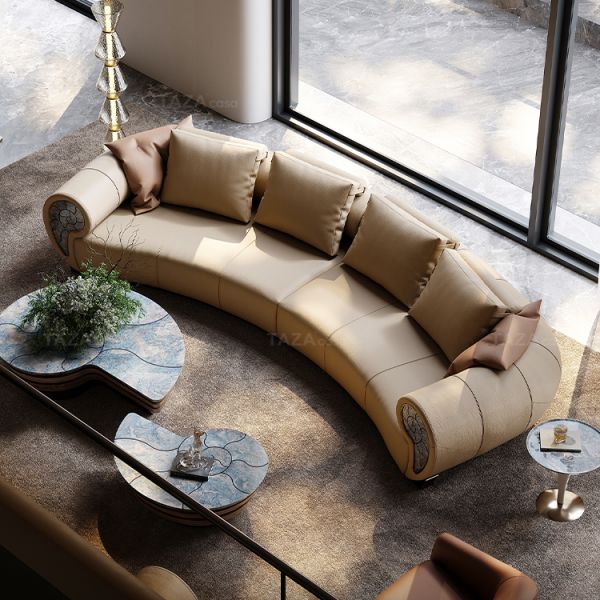 Modern Creative Conch Sofa Leather High-End Luxury Curved Design Extendable for Villa Living Room or Apartment