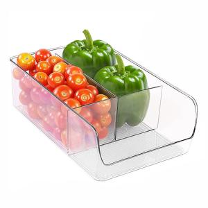 Wholesale Refrigerator Organizer Bin with Removable Dividers Clear Plastic Storage Bins for Freezer, Kitchen Cabinets from china suppliers