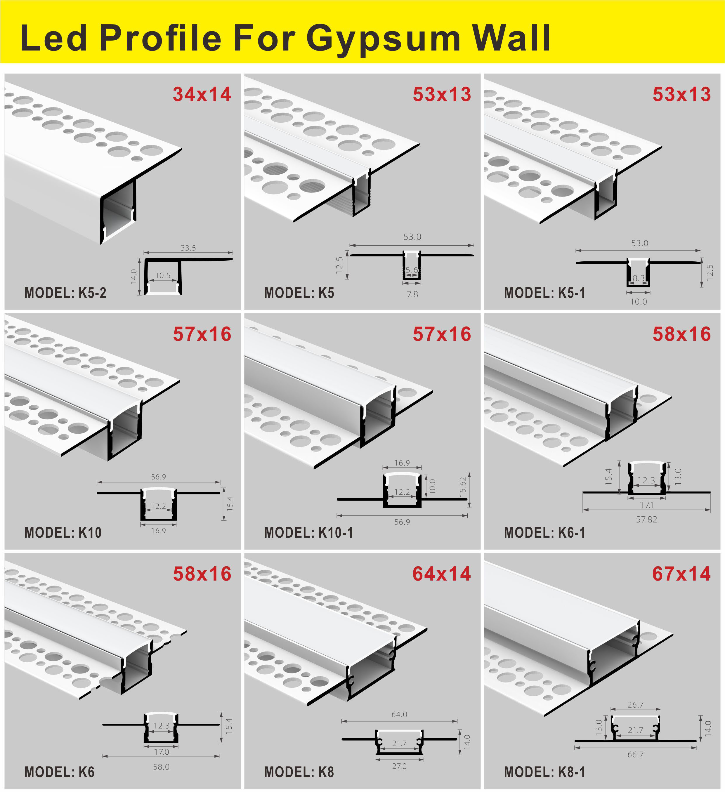 Recessed Drywall Plaster Gypsum Aluminium Led Profile For Ceiling LED Light Strips Aluminum Channel