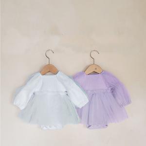 Wholesale Bright New Born Rompers Baby Puff Sleeve Gauze Cotton Dress Overalls from china suppliers