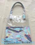 PVC Promotional Cosmetic travel bag with die cut handle, gift and shopping bags