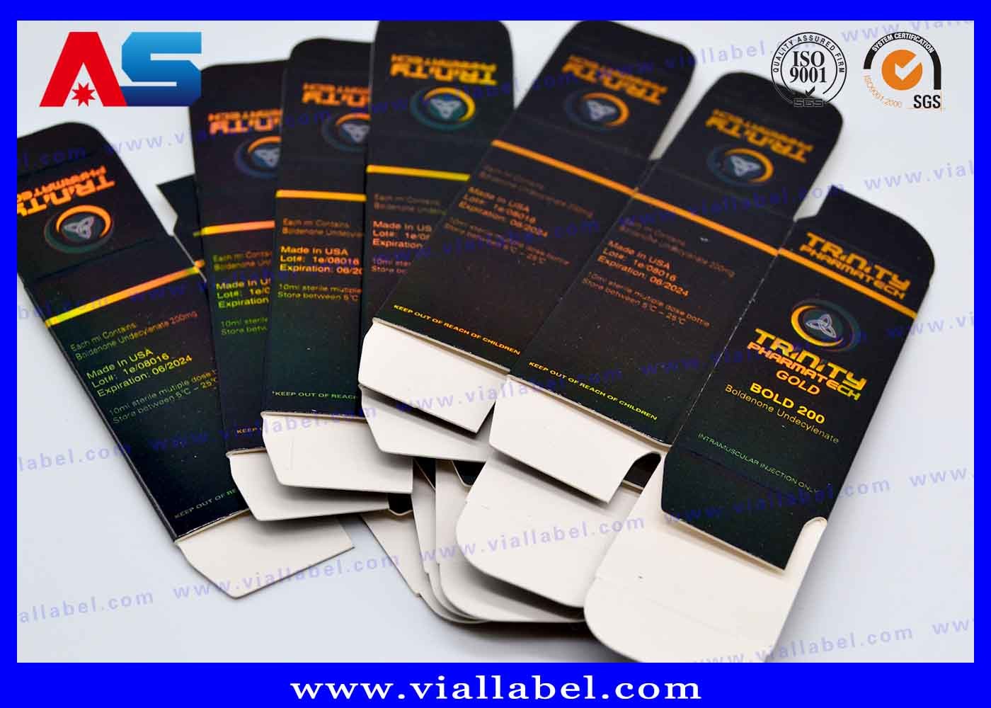 Anti - Fake Peptide Injection Laser 10ml Vial Storage Boxes Panton Blue And White Color H-G-H / HCG package box