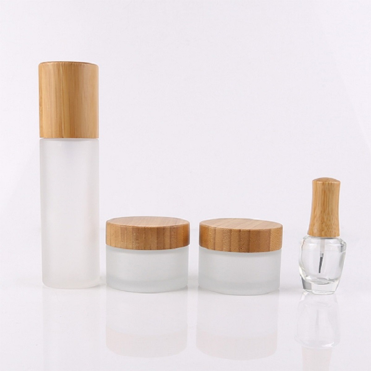20g 30g 50g Bamboo Cosmetic Packaging Empty Glass Cosmetic Jar