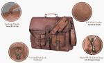 18 INCH LEATHER BRIEFCASE LAPTOP MESSENGER BAG BEST COMPUTER SATCHEL HANDMADE