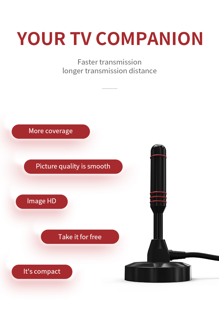 UHF VHF Digital TV Antenna HD Portable Indoor Digital Antenna 5dBi for Free Channel