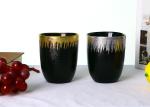 Luxury Gold/Silver Foiled Solid Black Whisky Tumbler Glass With Flower Pattern