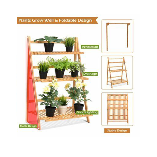Organize in Style Modern Foldable Bamboo Wall Storage Drying Rack for Shoes and Plants