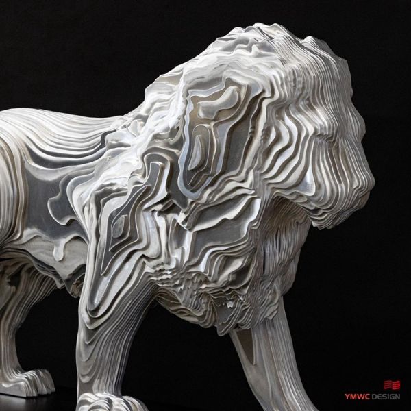 Custom Metal Animal Statues Art Decoration with Large Stainless Steel Lion Sculptures