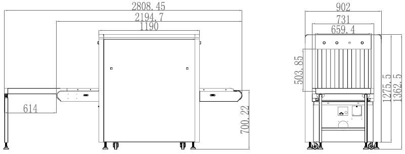 ZT-6550A Airport X Ray Baggage Scanner Machine with AI Detection System